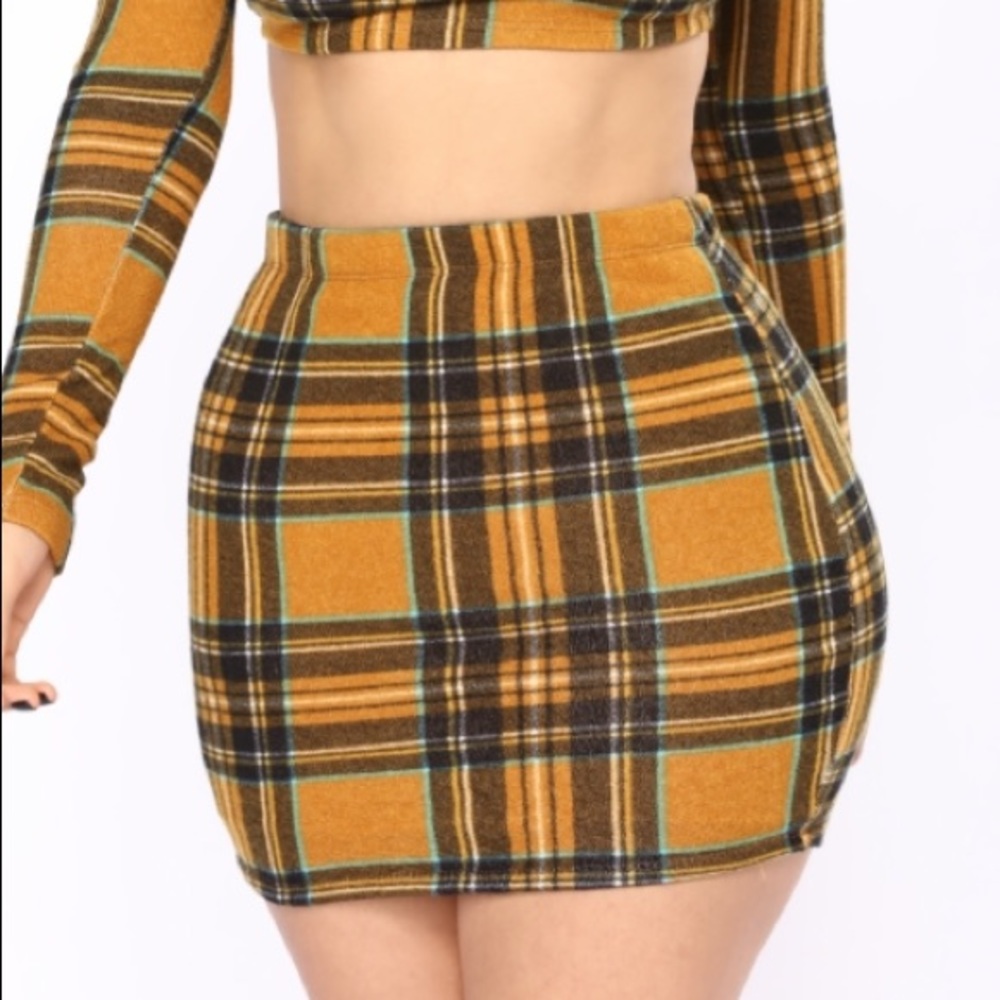 Mustard Plaid Skirt